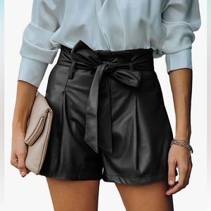NWT ,fashion original design black faux leather shorts high waisted size …